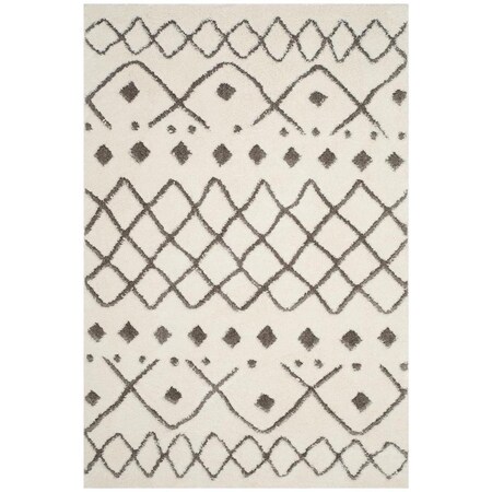 Safavieh 6 ft.-7 in. x 9 ft.-6 in. Sparta Shag Power Loomed Medium Rectangle Area Rug; Ivory & Grey SPG510C-7